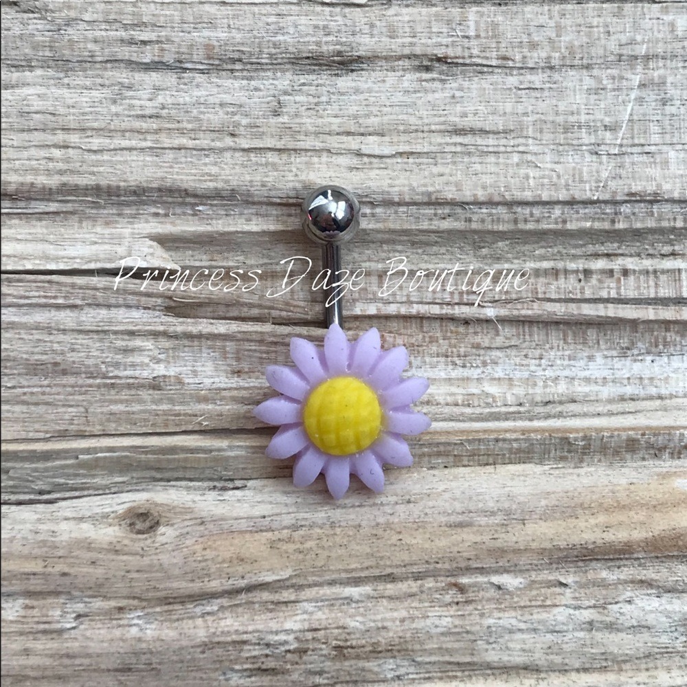 Purple‎ Flower Belly Button Ring